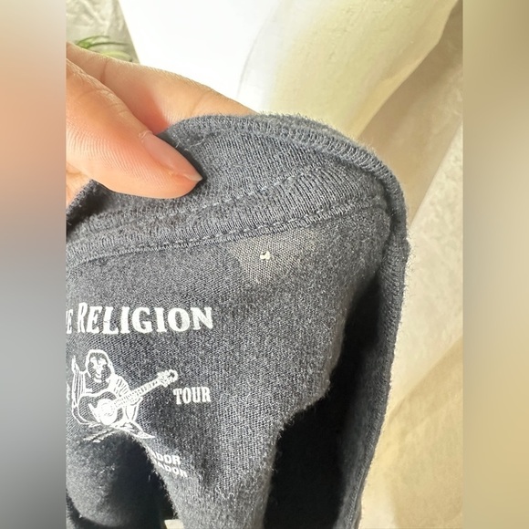 True Religion Women’s Black Zebra Print Long Sleeve Crop Tee Top Sz XXS - Picture 13 of 13